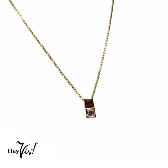 Vintage Signed Napier 18" Gold Metal Box Chain Necklace w Small Pendant -Hey Viv - Picture 4 of 6